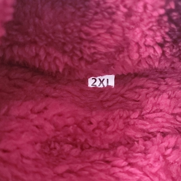 Cranberry colored plush pullover with faux zipper accent - Picture 9 of 9